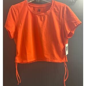 LITA by Ciara NWT Crop Tee Ruched Drawstring on Sides Size‎ Large Cherry Tomato
